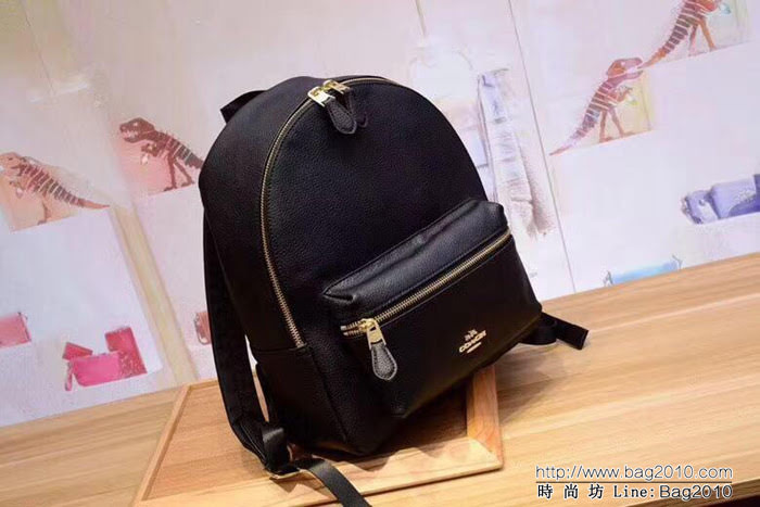 COACH蔻馳 中號拉鏈款 女款雙肩背包 30550 荔枝紋頭層牛皮  Chz1569